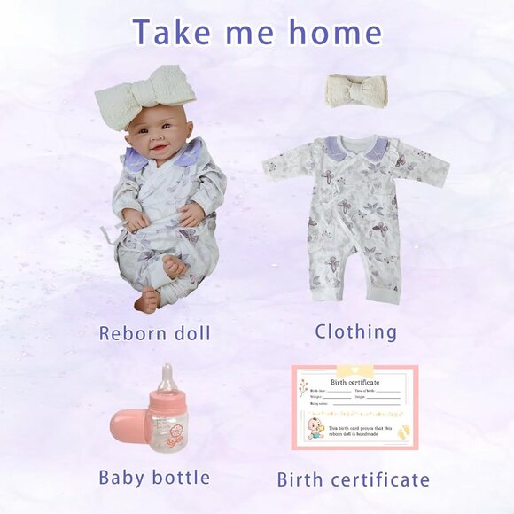 18.5in Full Silicone Reborn lvory Baby Girl Dolls Lifelike 6.3 LB Weighted Doll - Picture 6 of 6